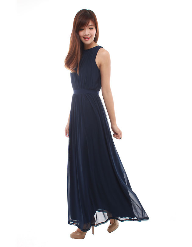 Paris Maxi Dress in Navy Blue